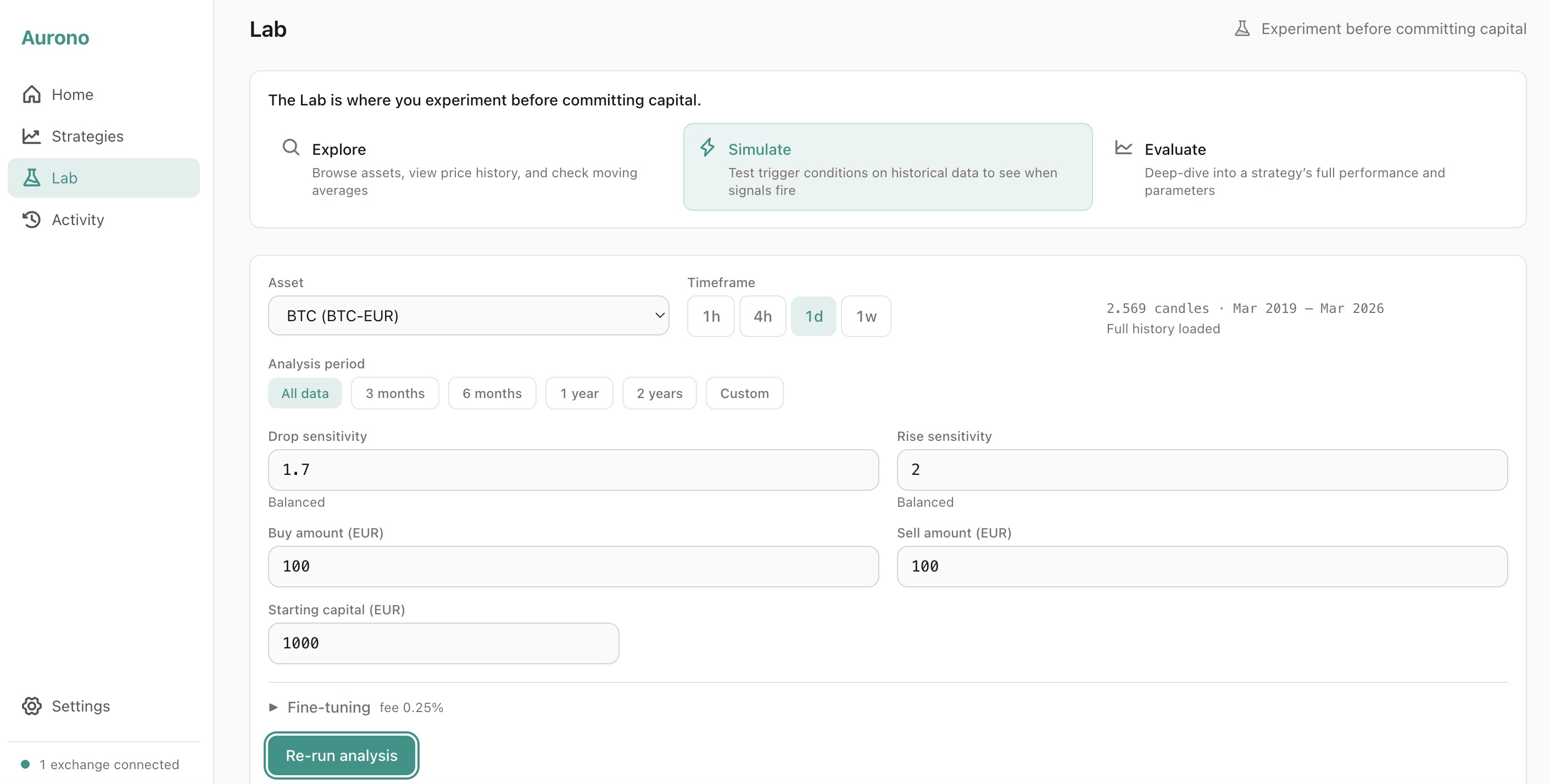Lab — Simulate tab